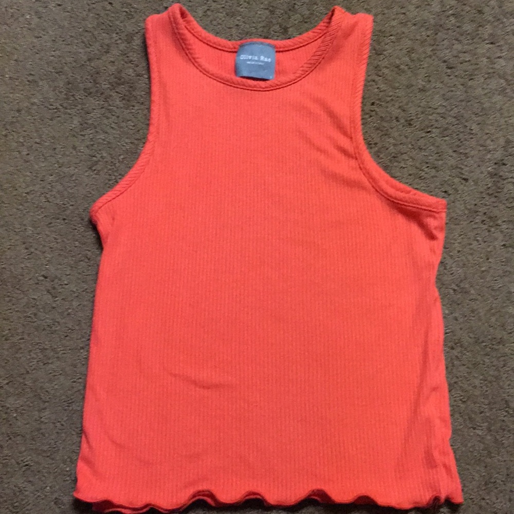 Small solid orange tank EUC pretty waist area